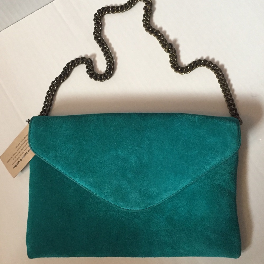 J. Crew Chainlink Suede Envelope Clutch (NWT)
